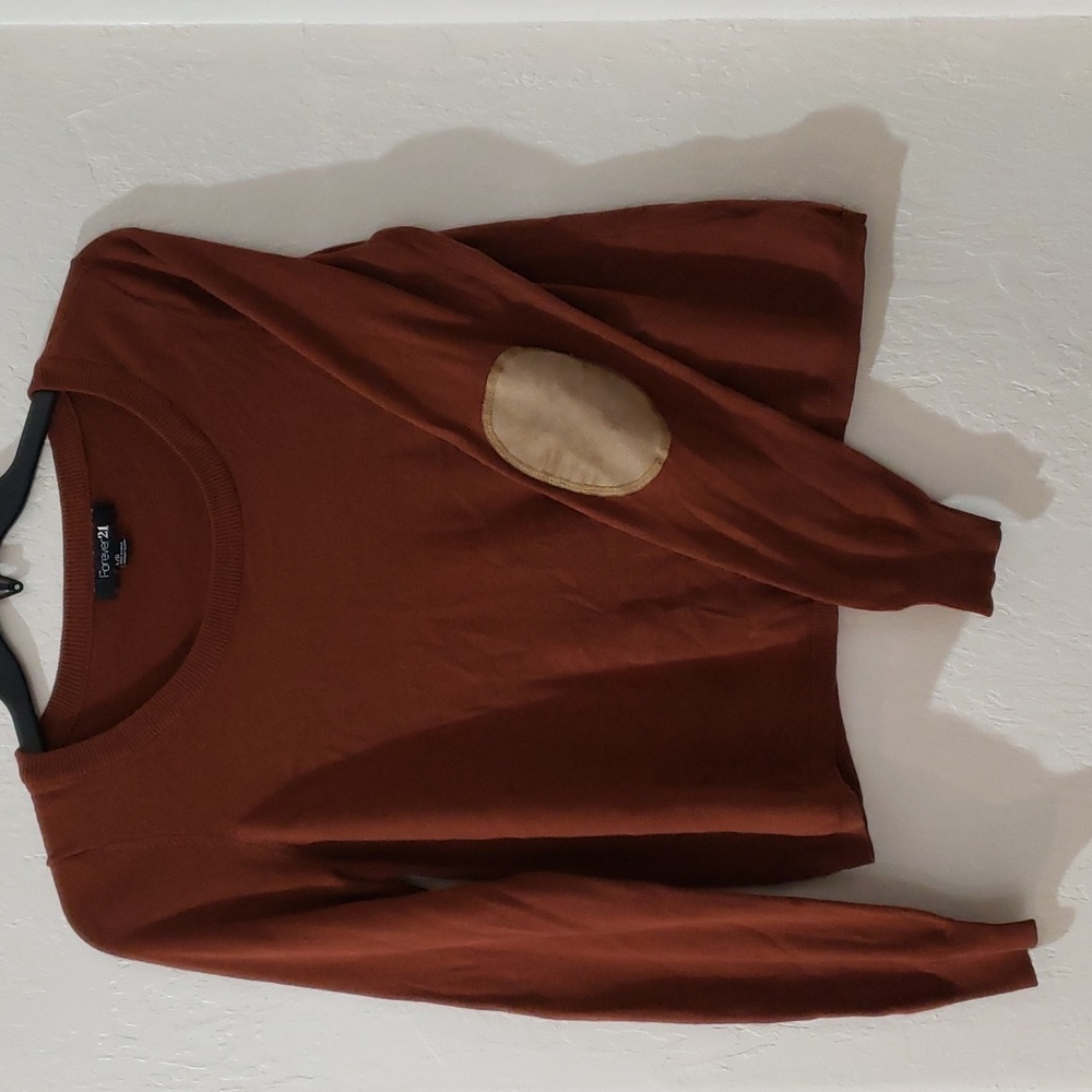Forever 21 Rust Long Sleeve Cropped Sweater Top Large